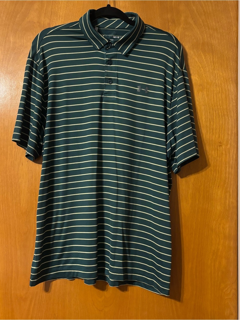 Under Armour Green and Cream Striped Polo